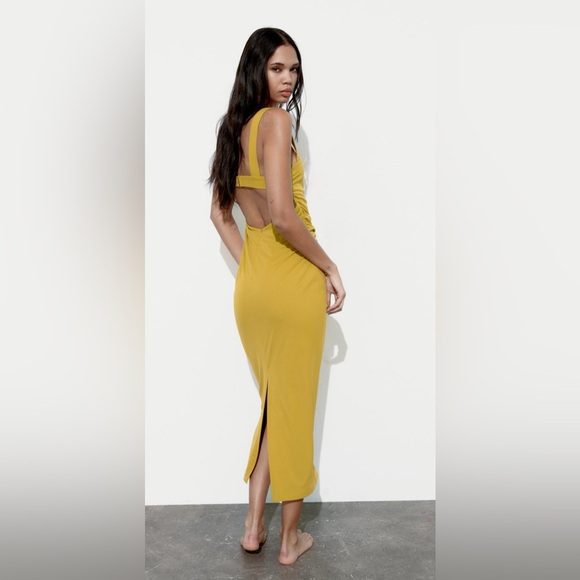 NWT ZARA DRAPED OPEN BACK DRESS - Picture 4 of 10